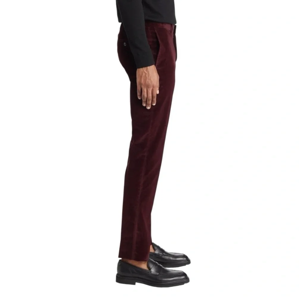 Ted‎ Baker London Rodger Extra Trim Fit Corduroy Pants in Burgundy Size 40R NWT